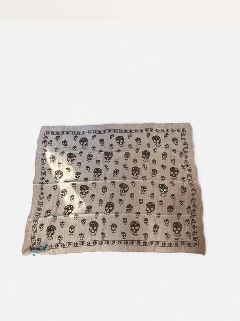 NWT Alexander McQueen Silk Skull Square Scarf Sheer White Black Italy Authentic - Picture 5 of 8